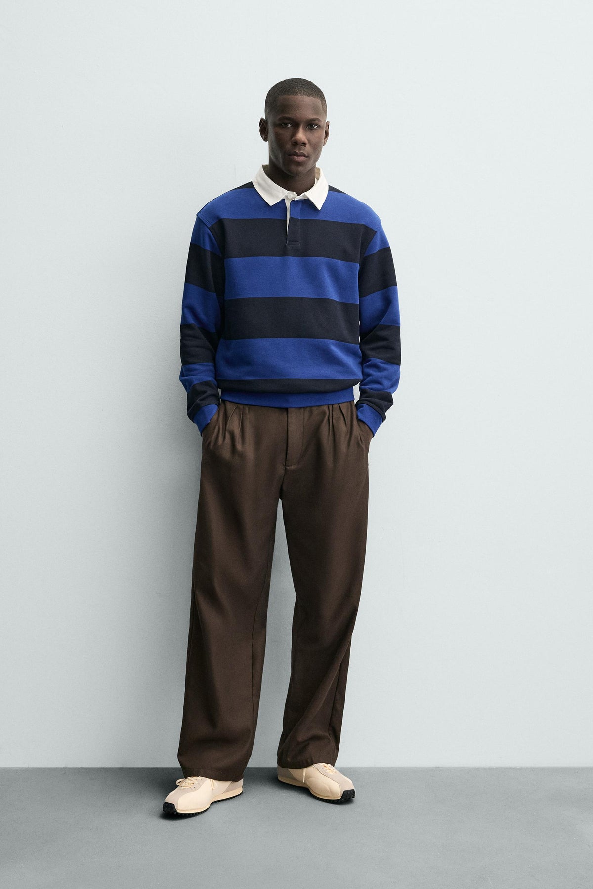 CONTRAST COLLAR POLO SWEATSHIRT - Image 1