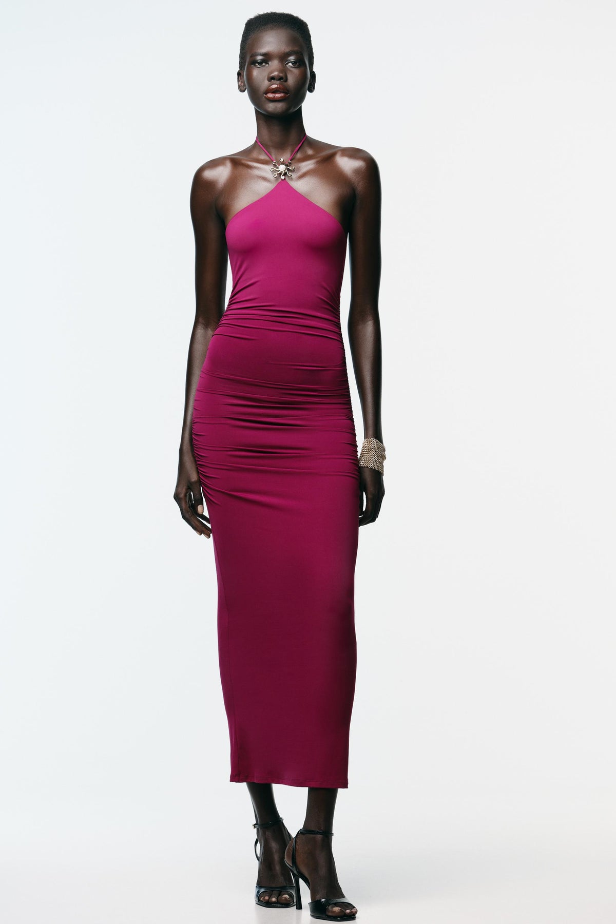 SUN HALTER POLYAMIDE DRESS - Image 1