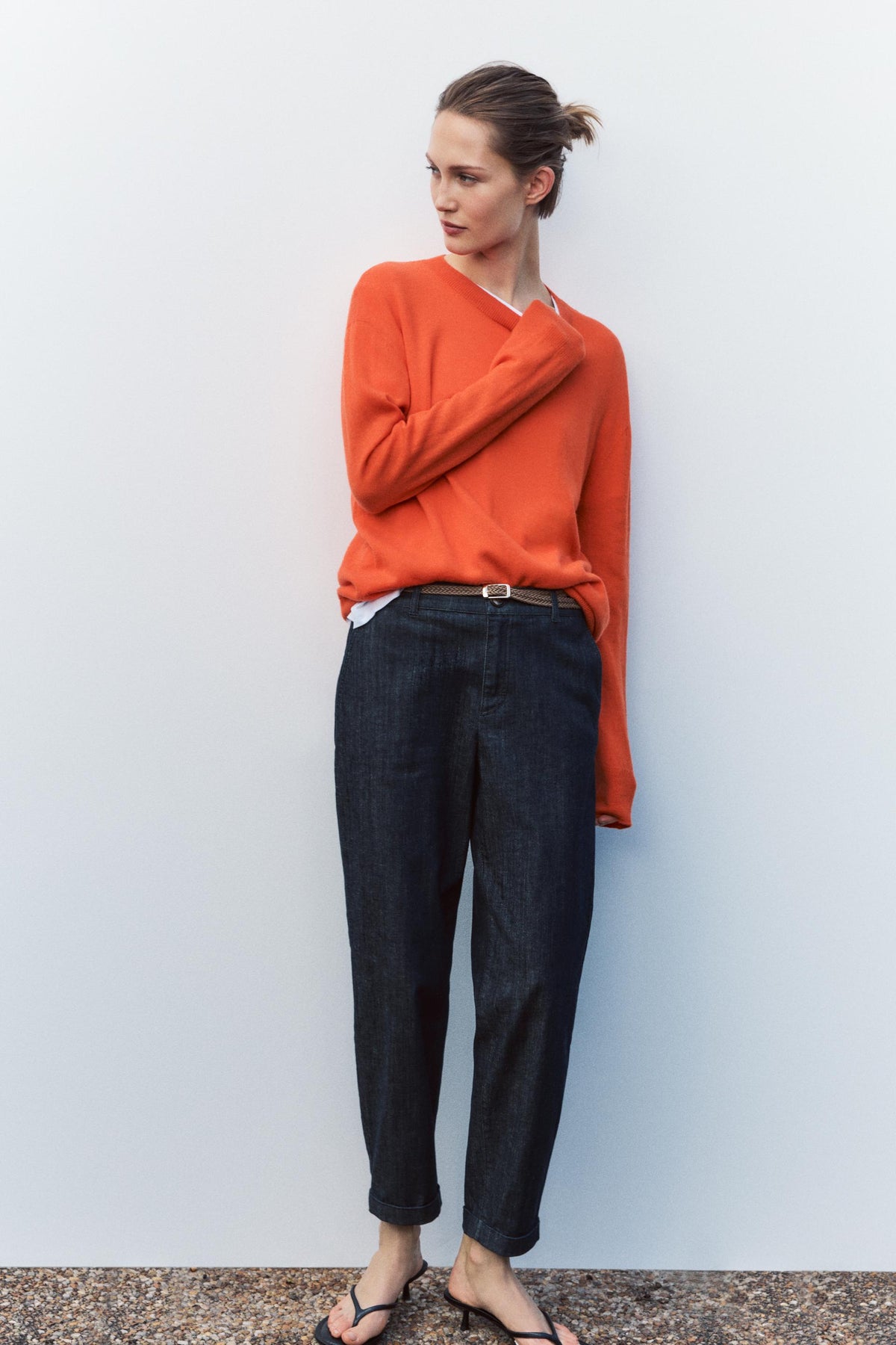 Braided Denim Chino Trousers