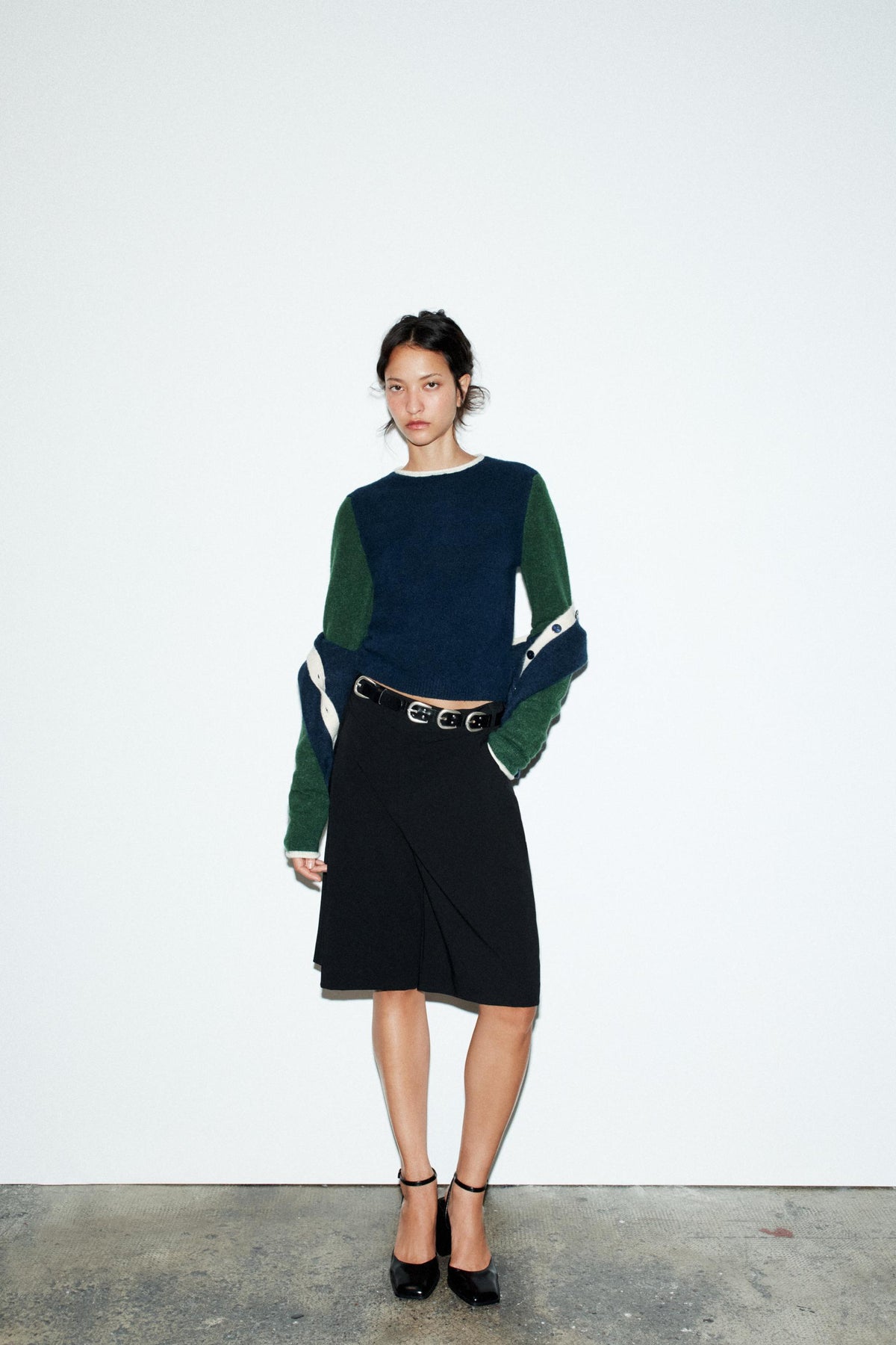 COLOUR BLOCK KNIT JUMPER - Image 1