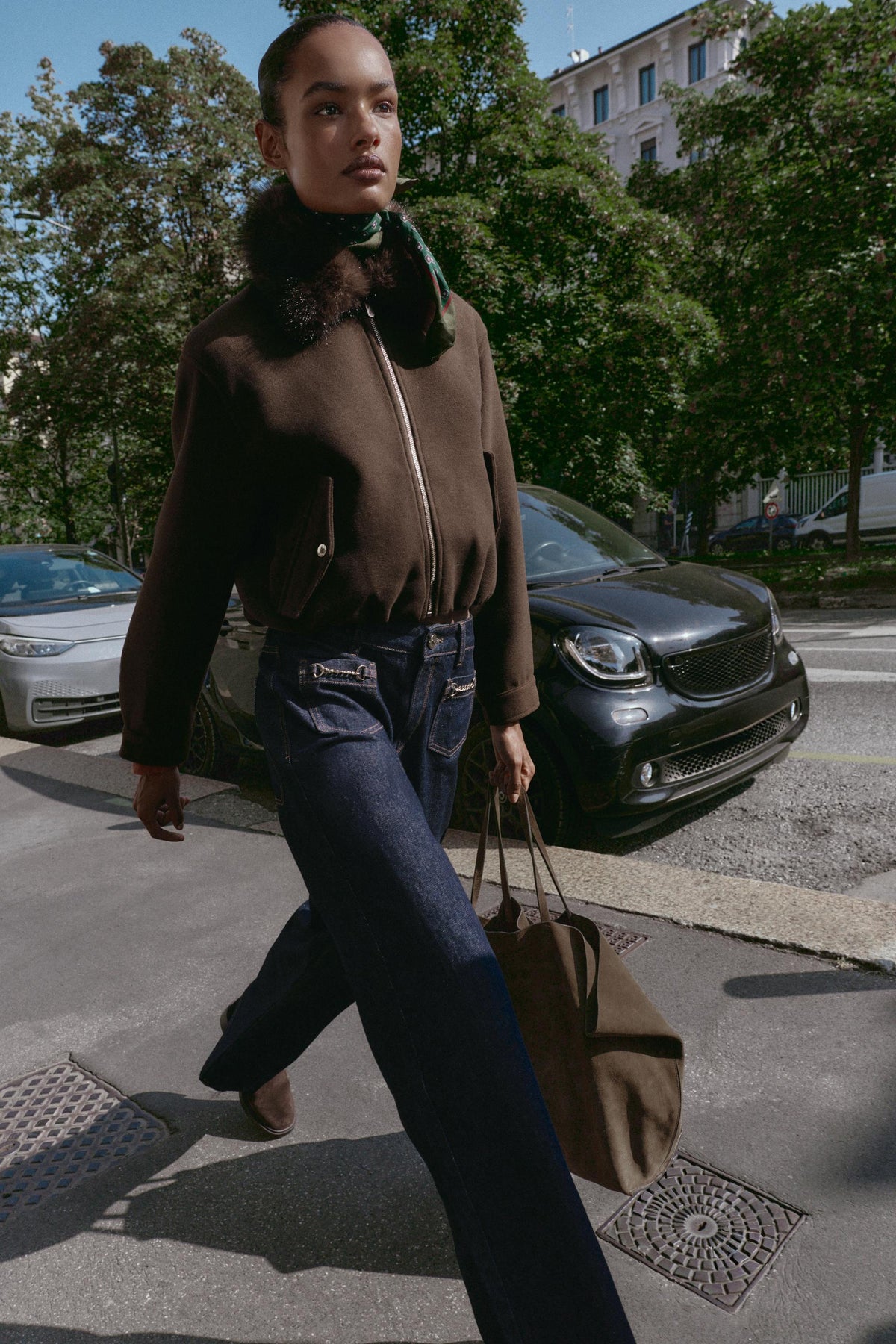 Faux Fur Collar Bomber