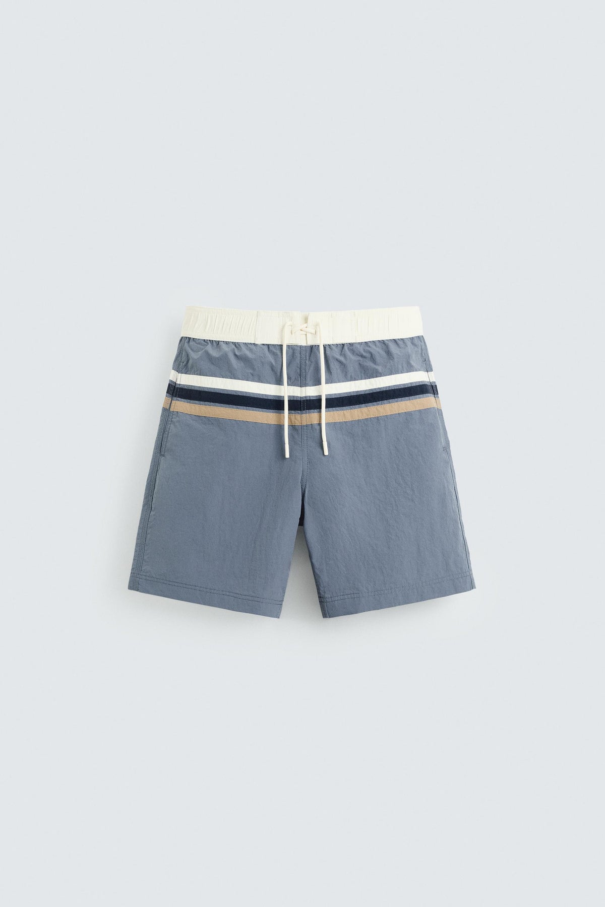 STRIPED LONG SWIMMING TRUNKS - Image 1