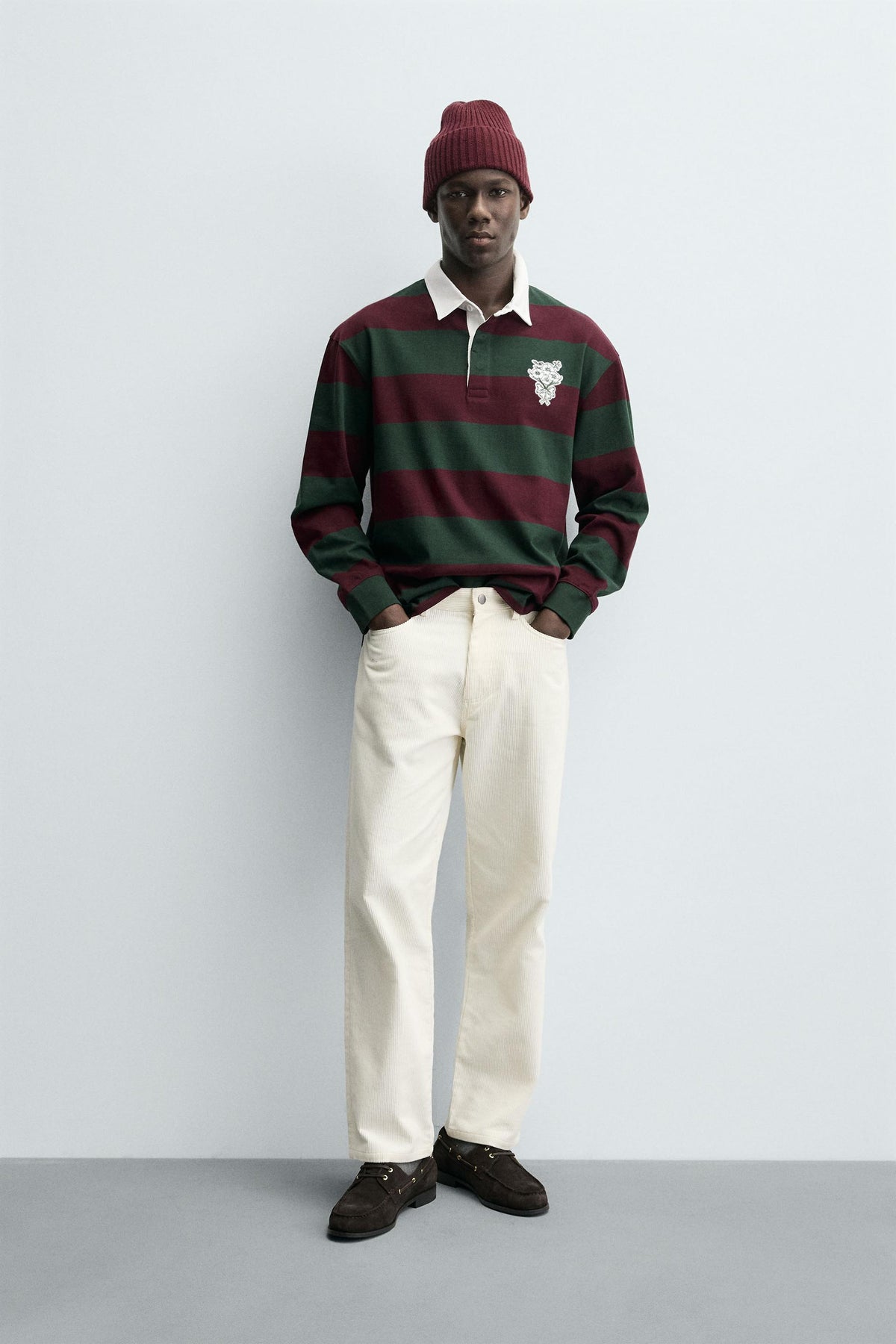 STRIPED PATCH POLO SHIRT - Image 1