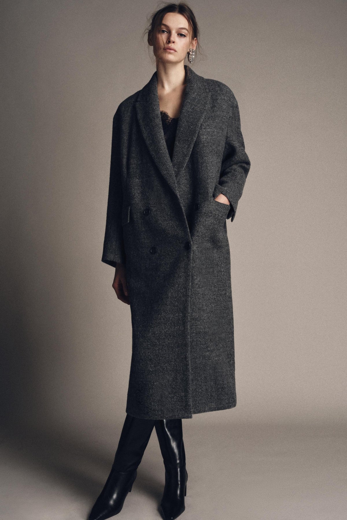 100% Wool Checked Coat - Image 1