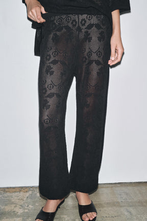 FLORAL STRUCTURE KNIT TROUSERS - Image 4