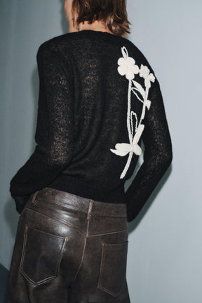 Embroidered Flower Cardigan