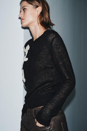 Embroidered Flower Cardigan