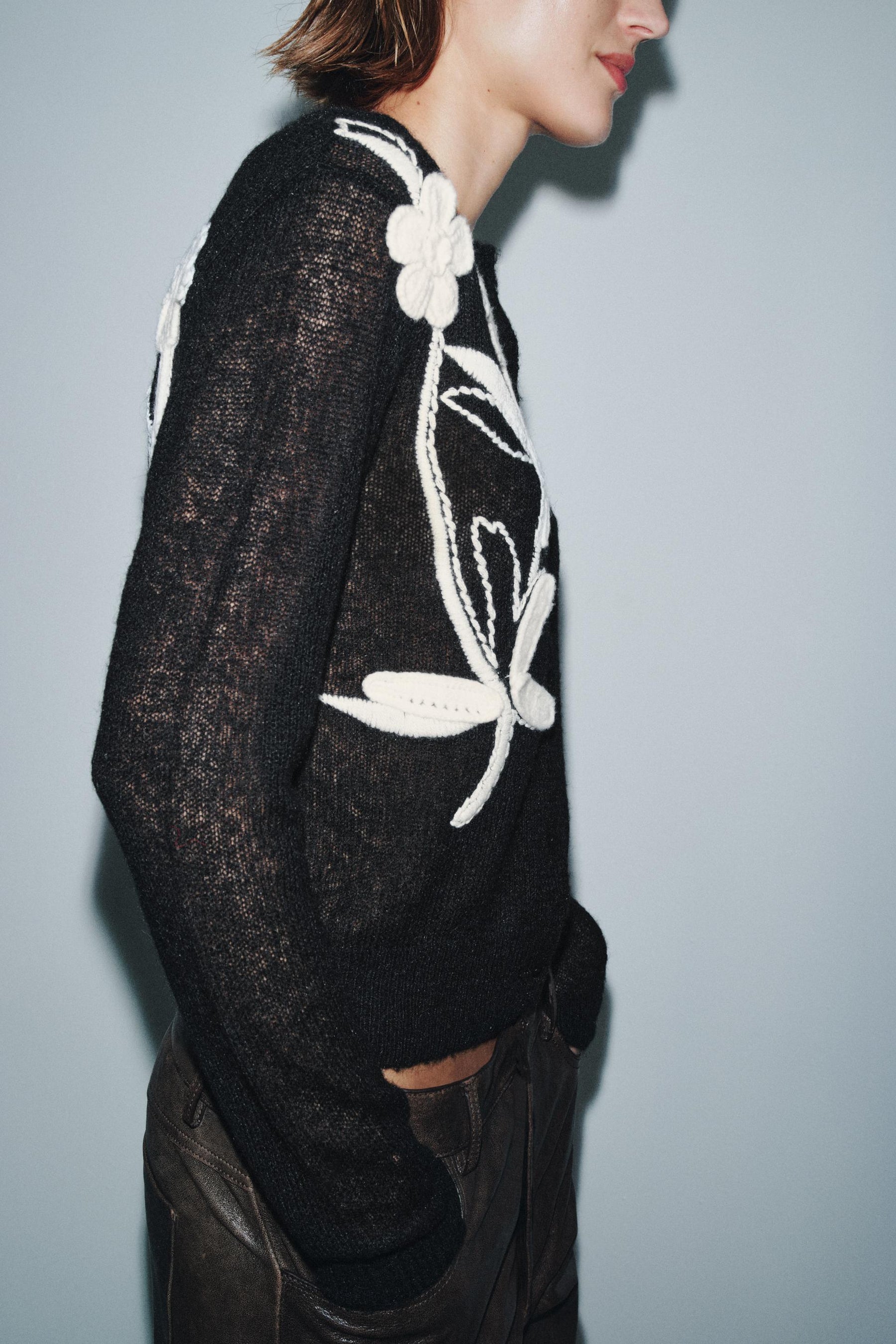 Embroidered Flower Cardigan