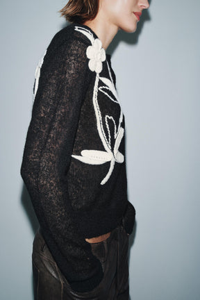 Embroidered Flower Cardigan