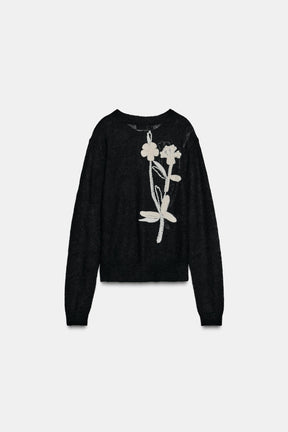 Embroidered Flower Cardigan