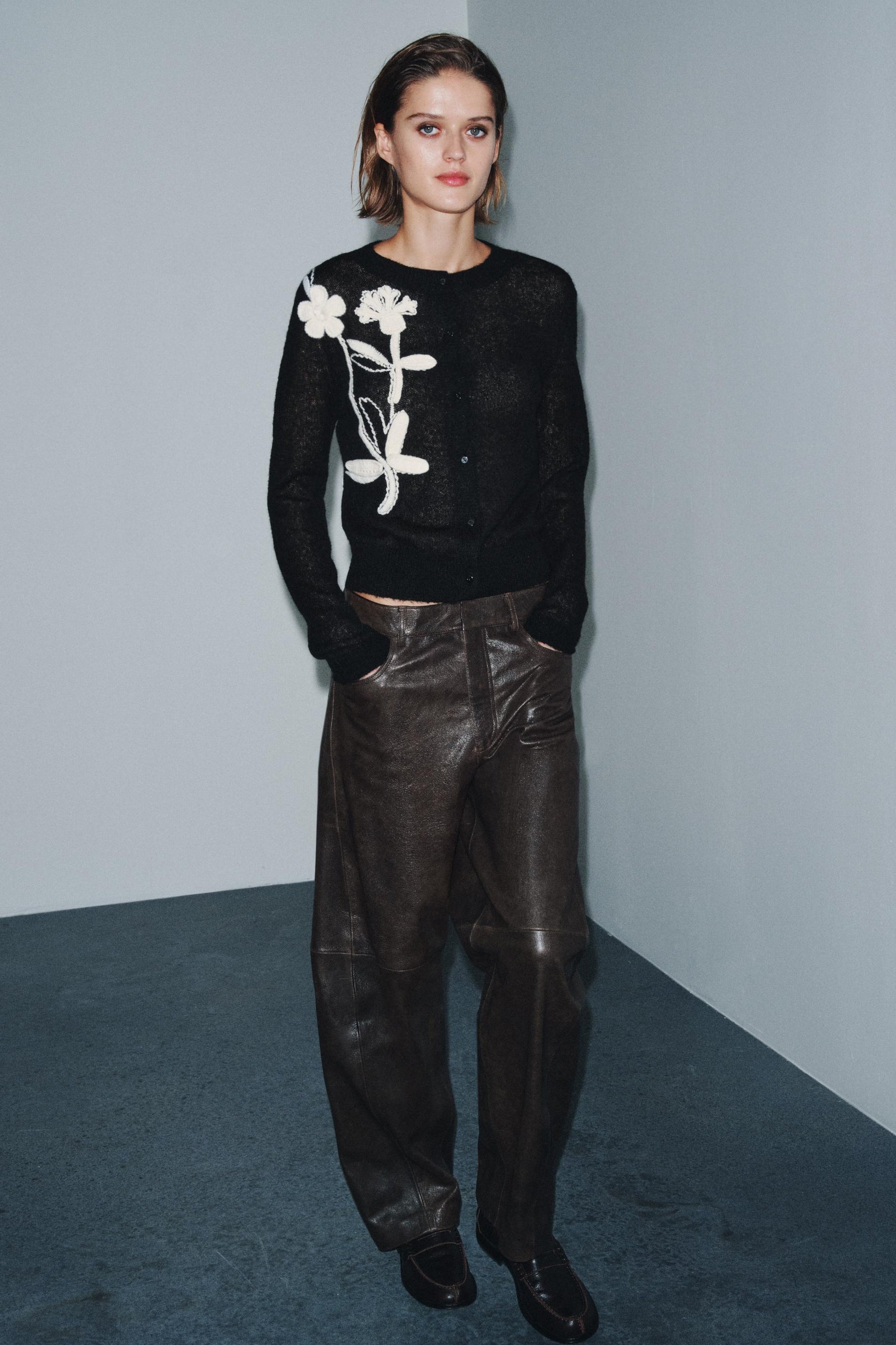 Embroidered Flower Cardigan