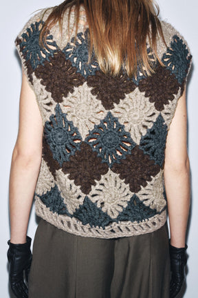 CROCHET KNIT JUMPER WAISTCOAT - Image 3