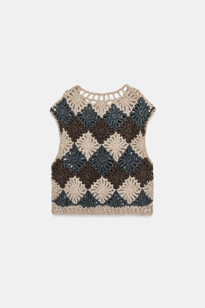 CROCHET KNIT JUMPER WAISTCOAT - Image 4