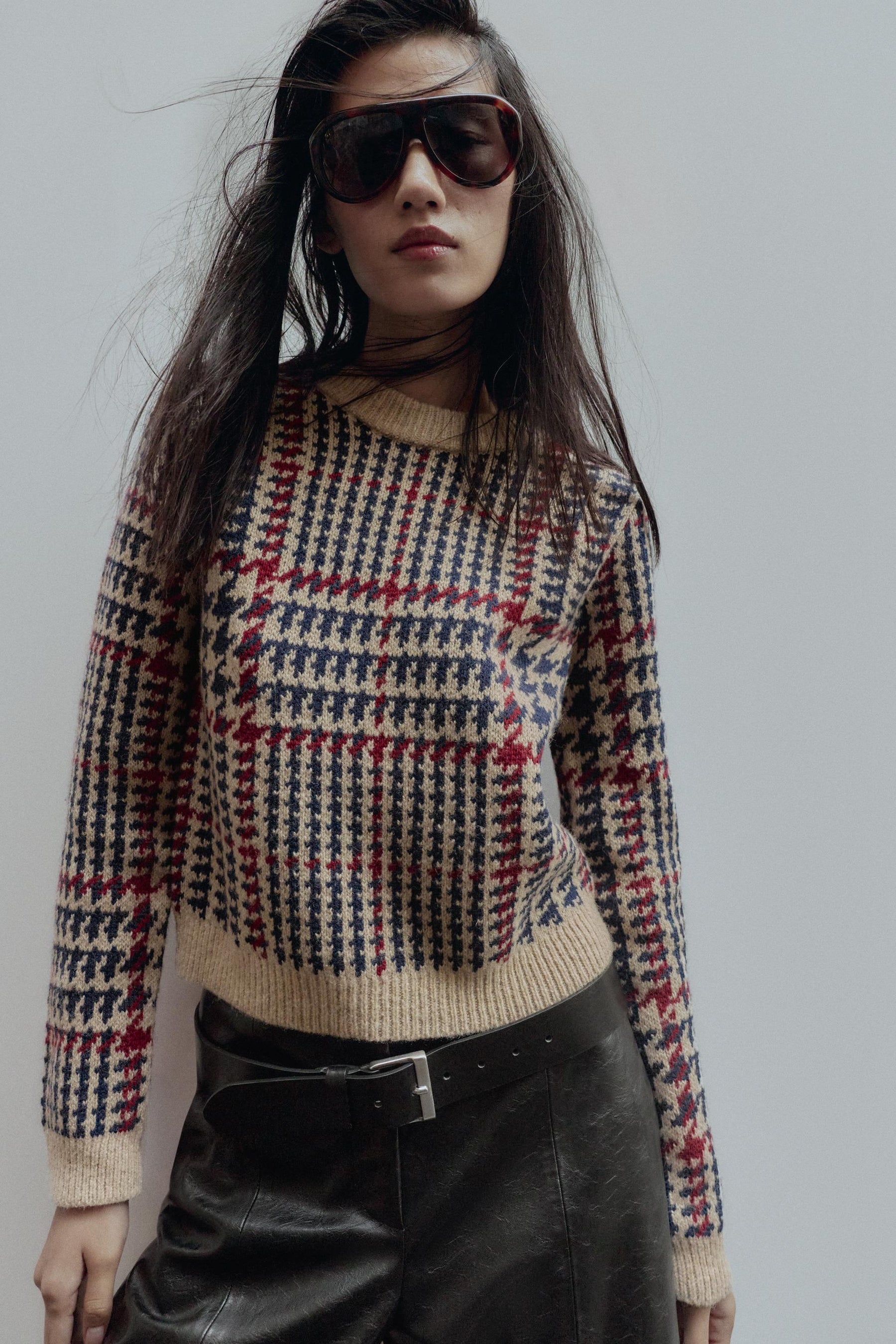 Houndstooth Wool Jumper