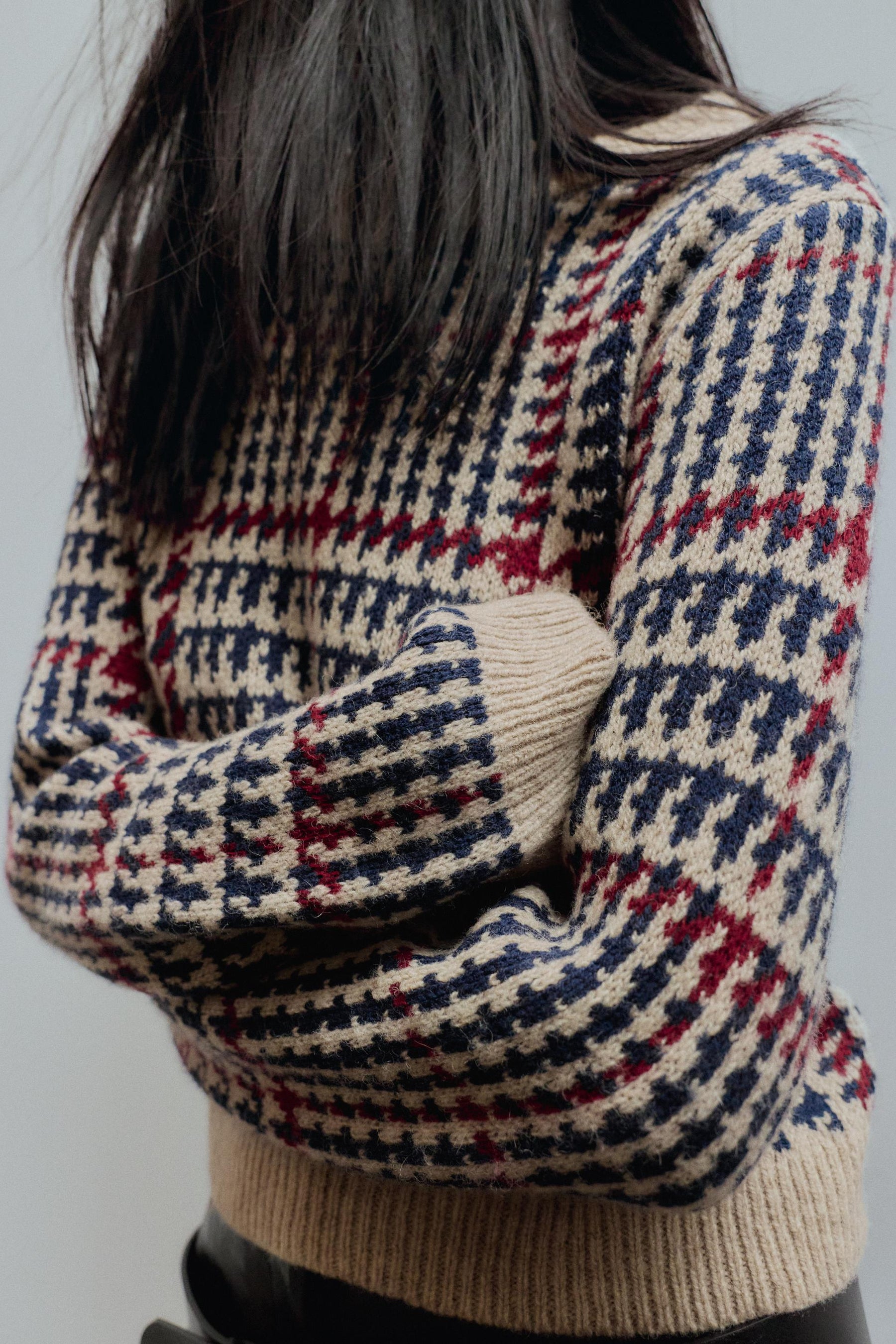 Houndstooth Wool Jumper
