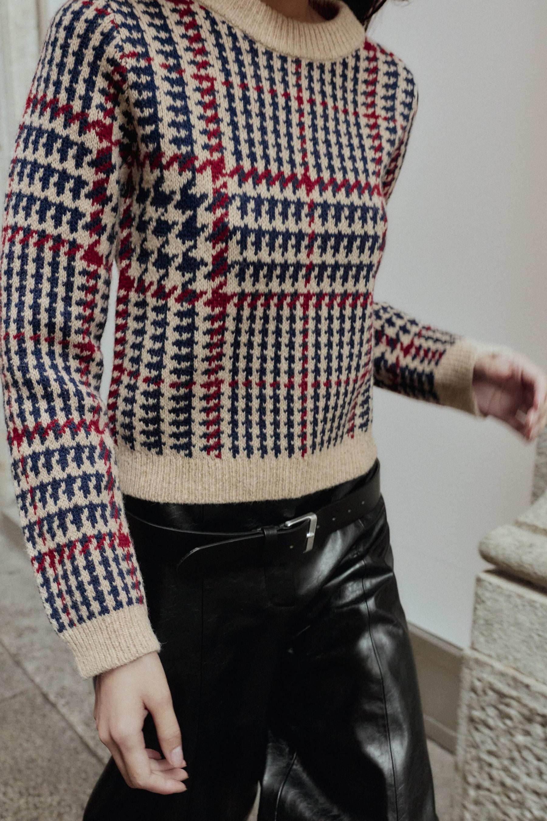 Houndstooth Wool Jumper