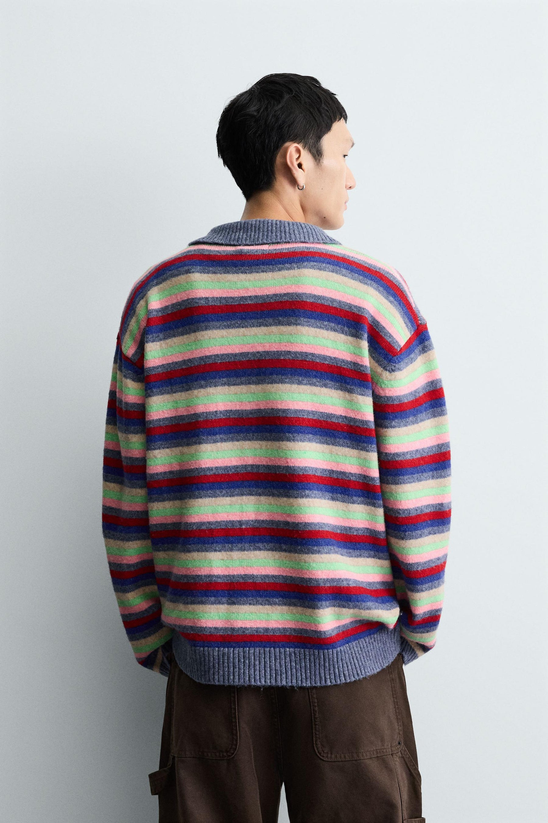 STRIPED JACQUARD KNIT POLO SHIRT - Image 3