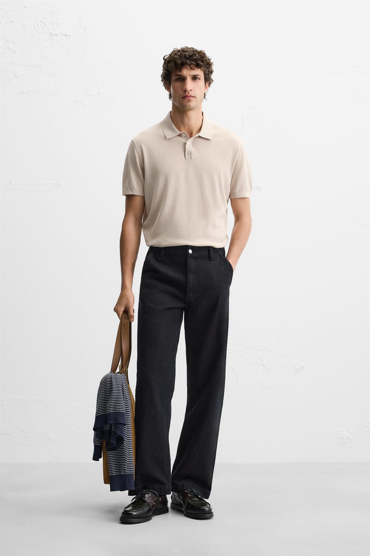 KNIT COTTON - SILK POLO SHIRT - Image 1