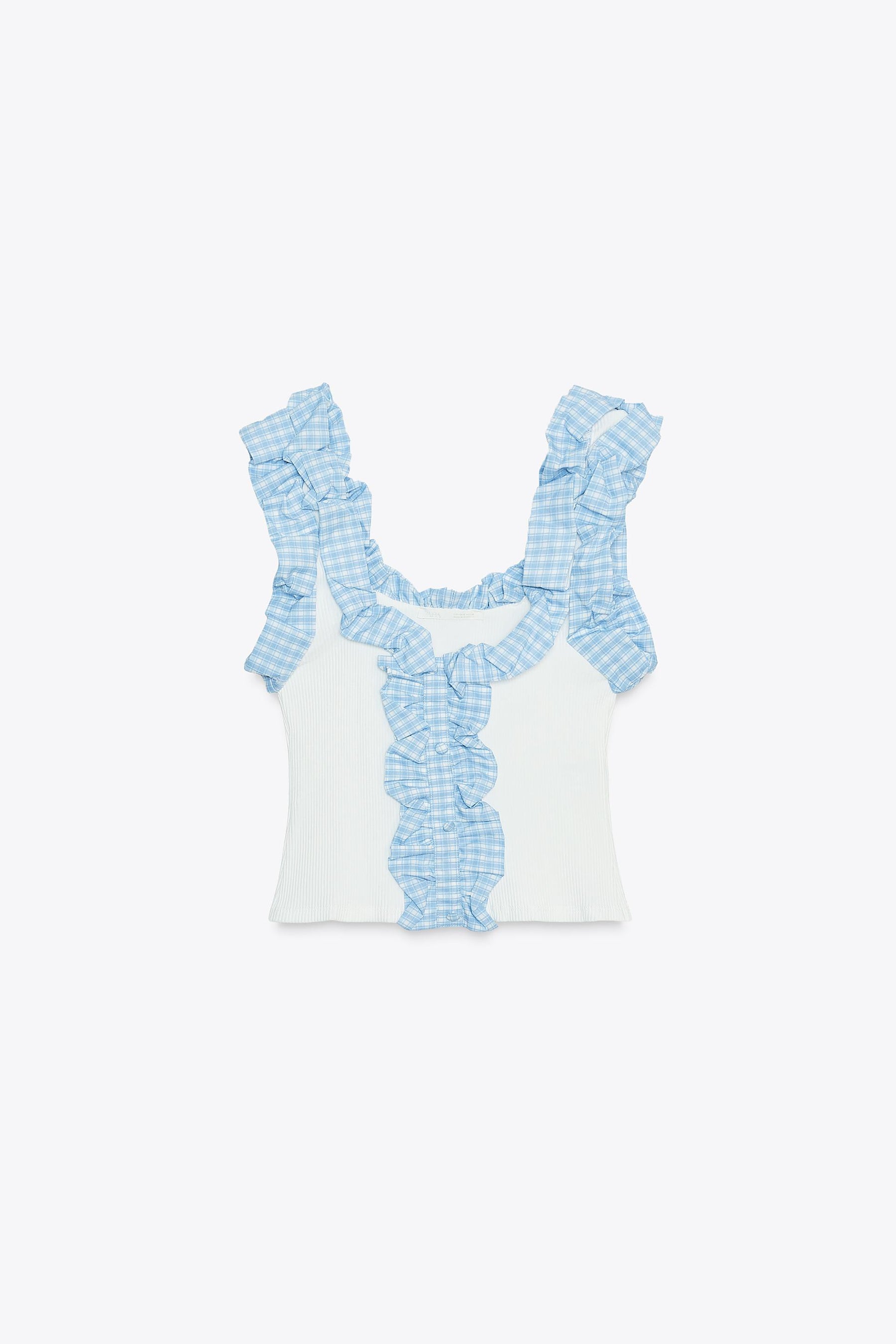 Ribbed Gingham Top
