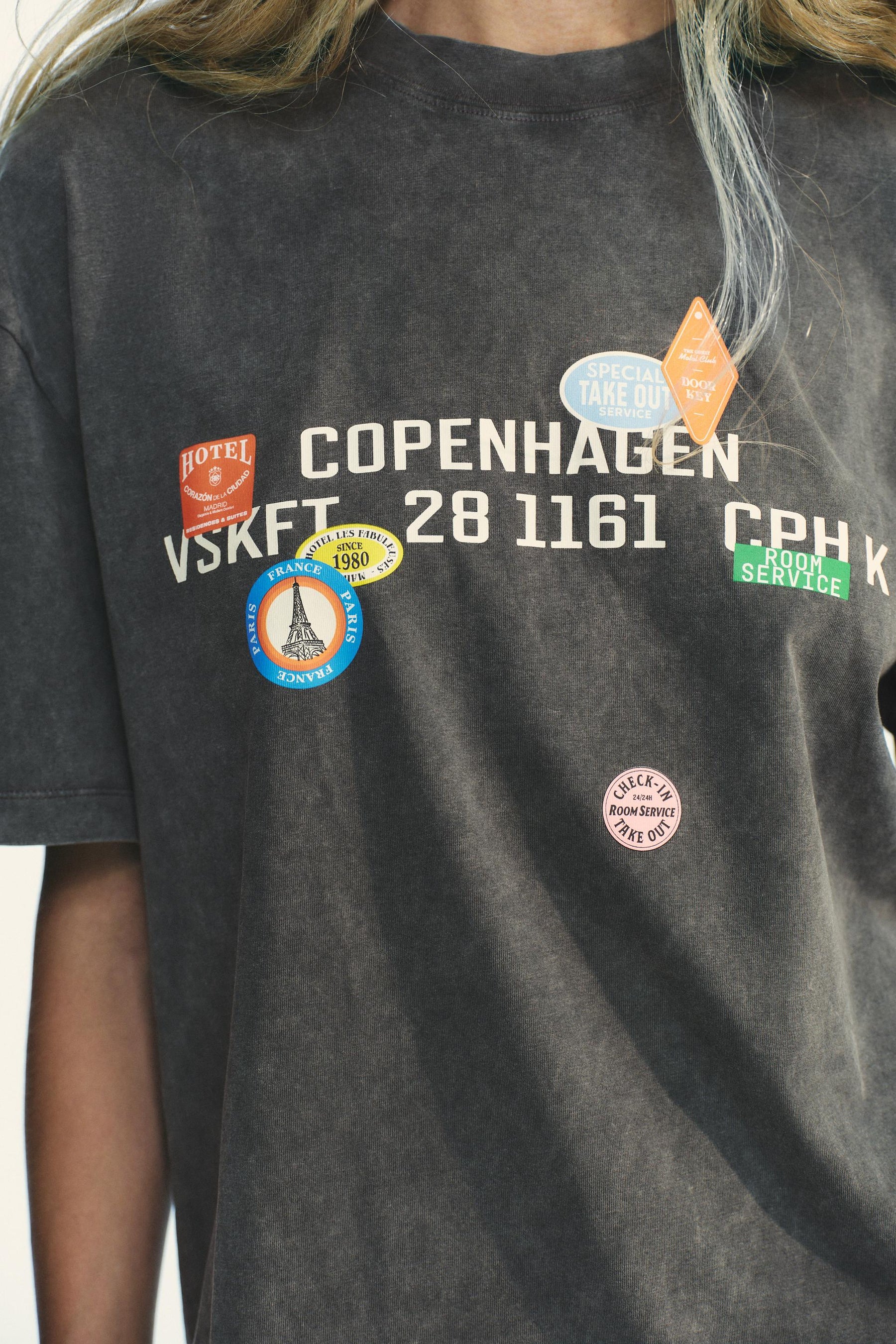 Washed T-Shirt with Printed