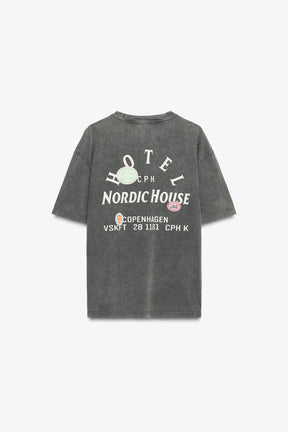 Washed T-Shirt with Printed