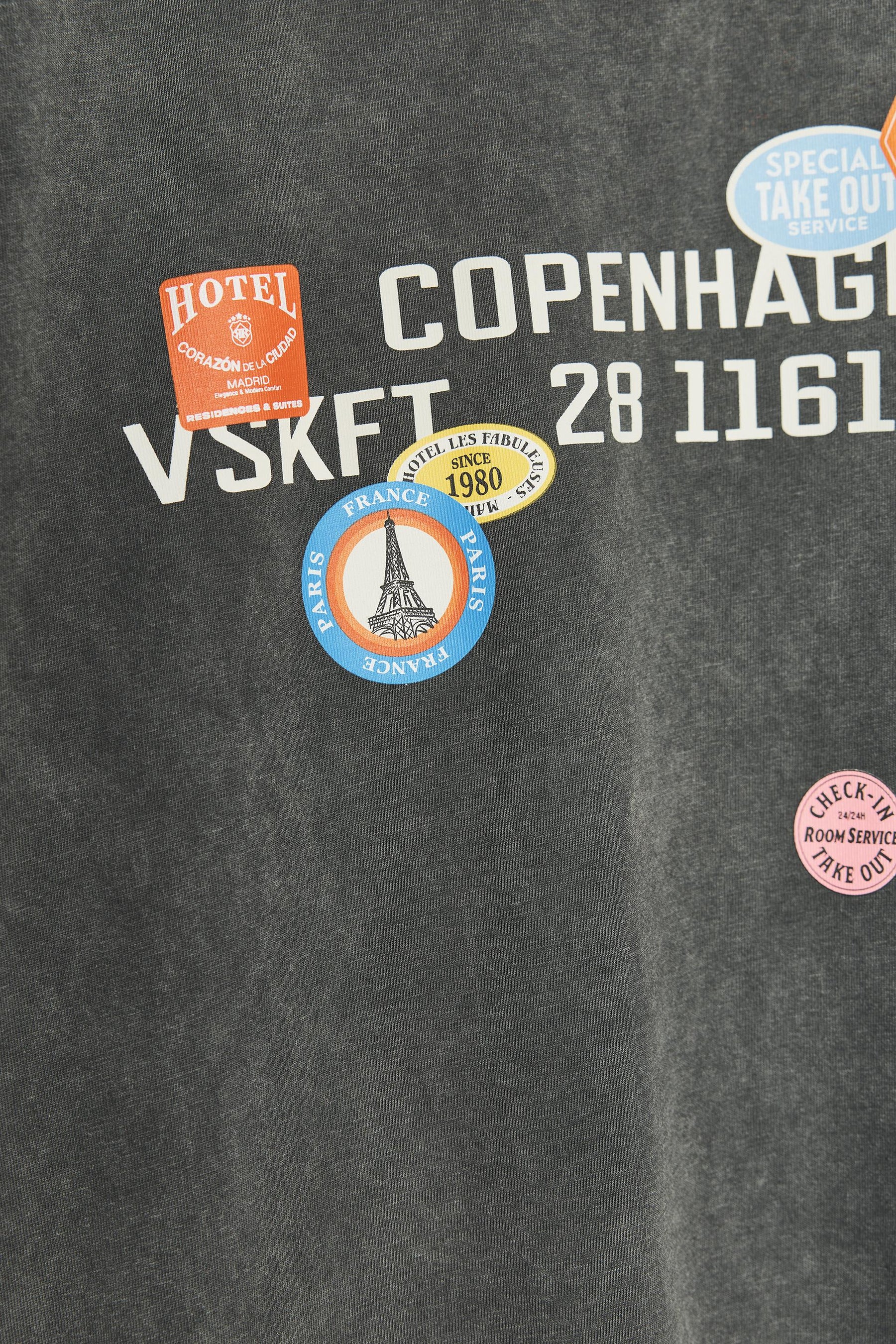 Washed T-Shirt with Printed