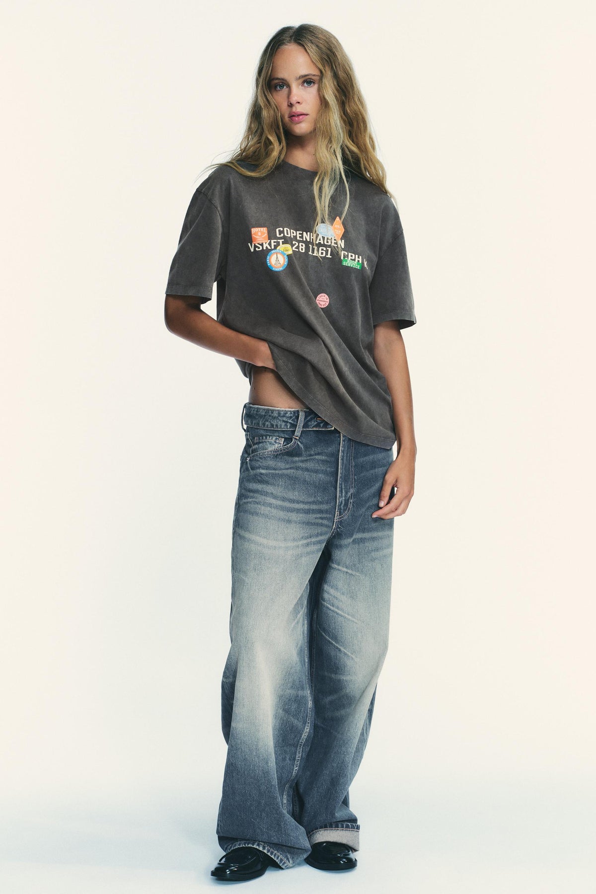 Washed T-Shirt with Printed