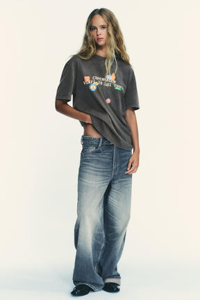 Washed T-Shirt with Printed