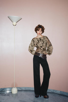 Flocked Tulle Bodysuit