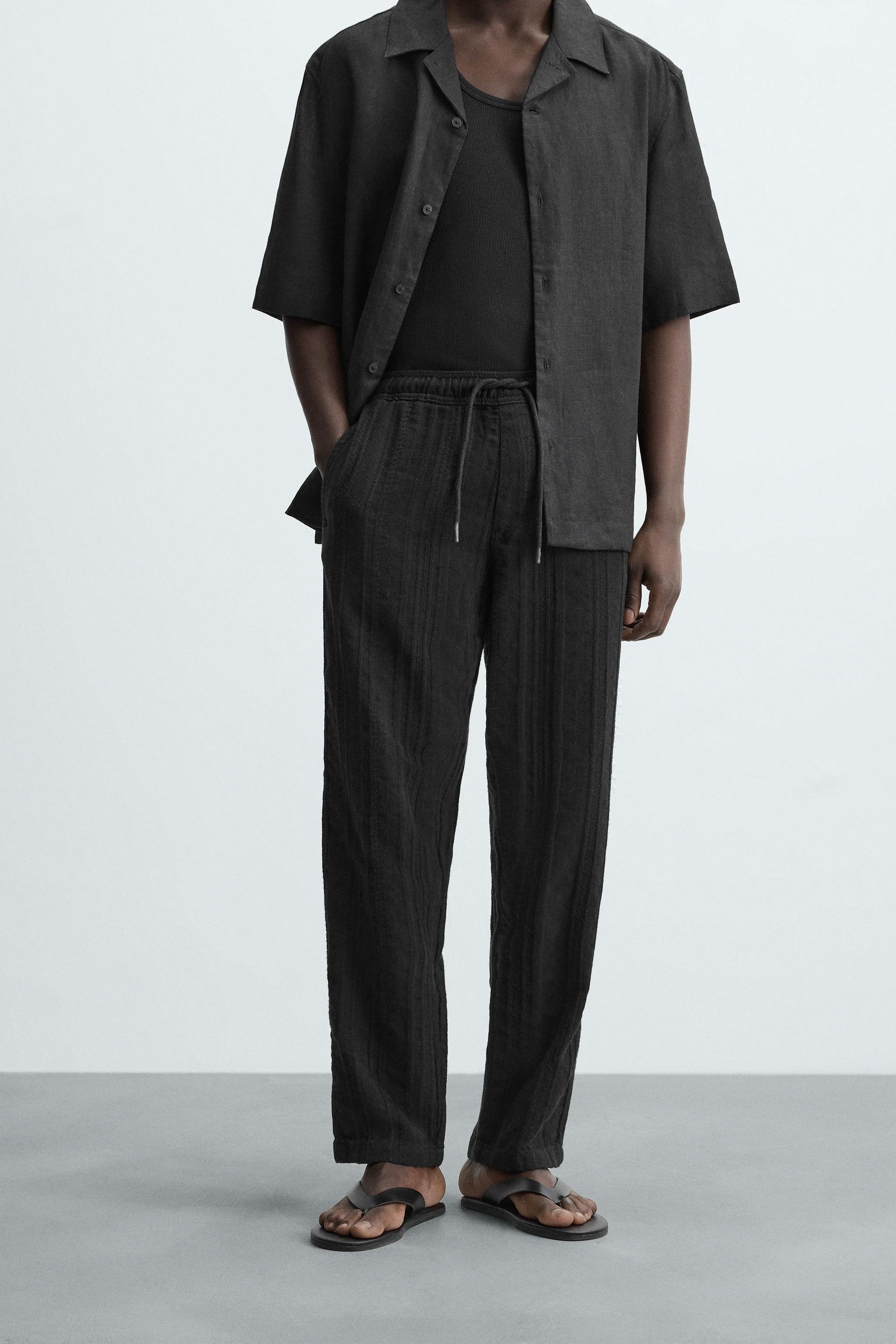 RELAXED FIT TEXTURED TROUSERS - Image 2