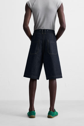 BAGGY FIT DENIM BERMUDA SHORTS WITH STITCHING - Image 3