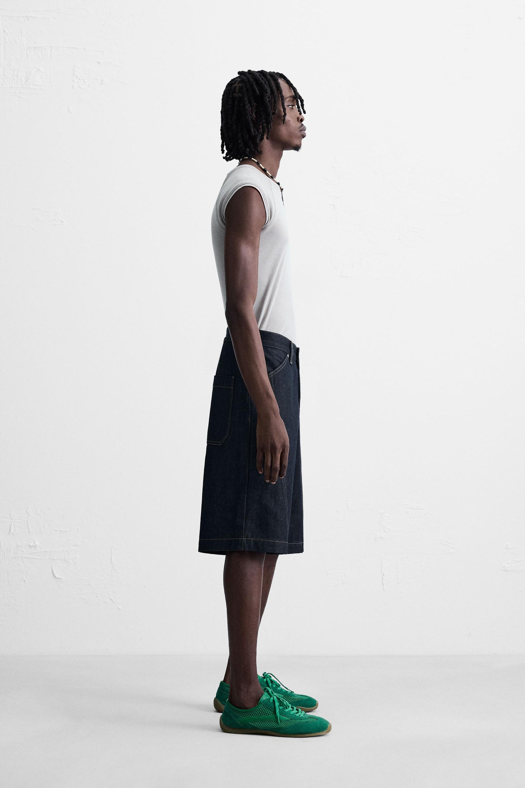 BAGGY FIT DENIM BERMUDA SHORTS WITH STITCHING - Image 4