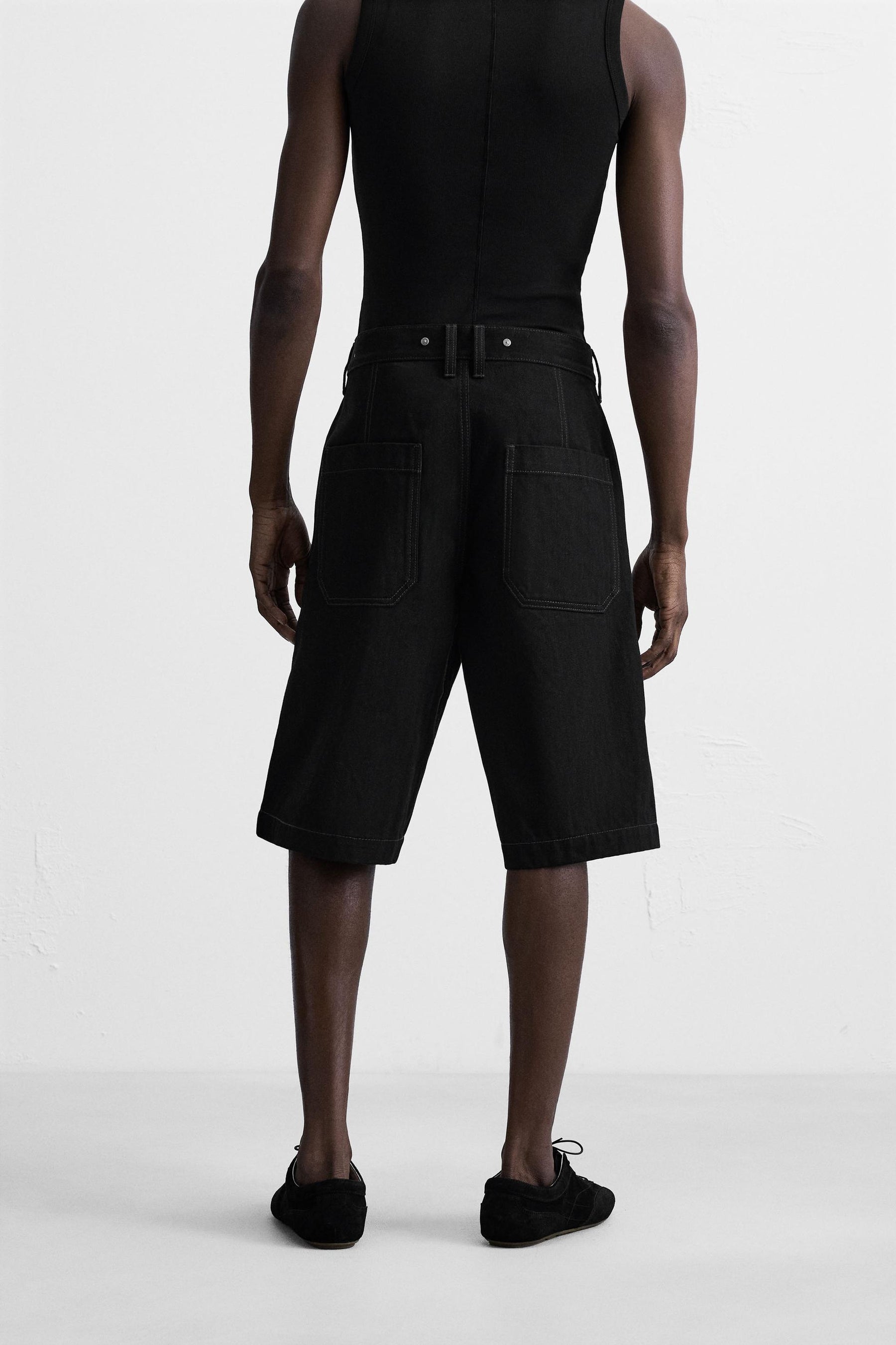 BAGGY FIT DENIM BERMUDA SHORTS WITH STITCHING - Image 3