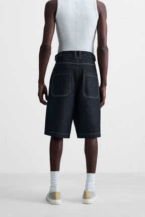 BELTED BAGGY FIT DENIM BERMUDA SHORTS - Image 3