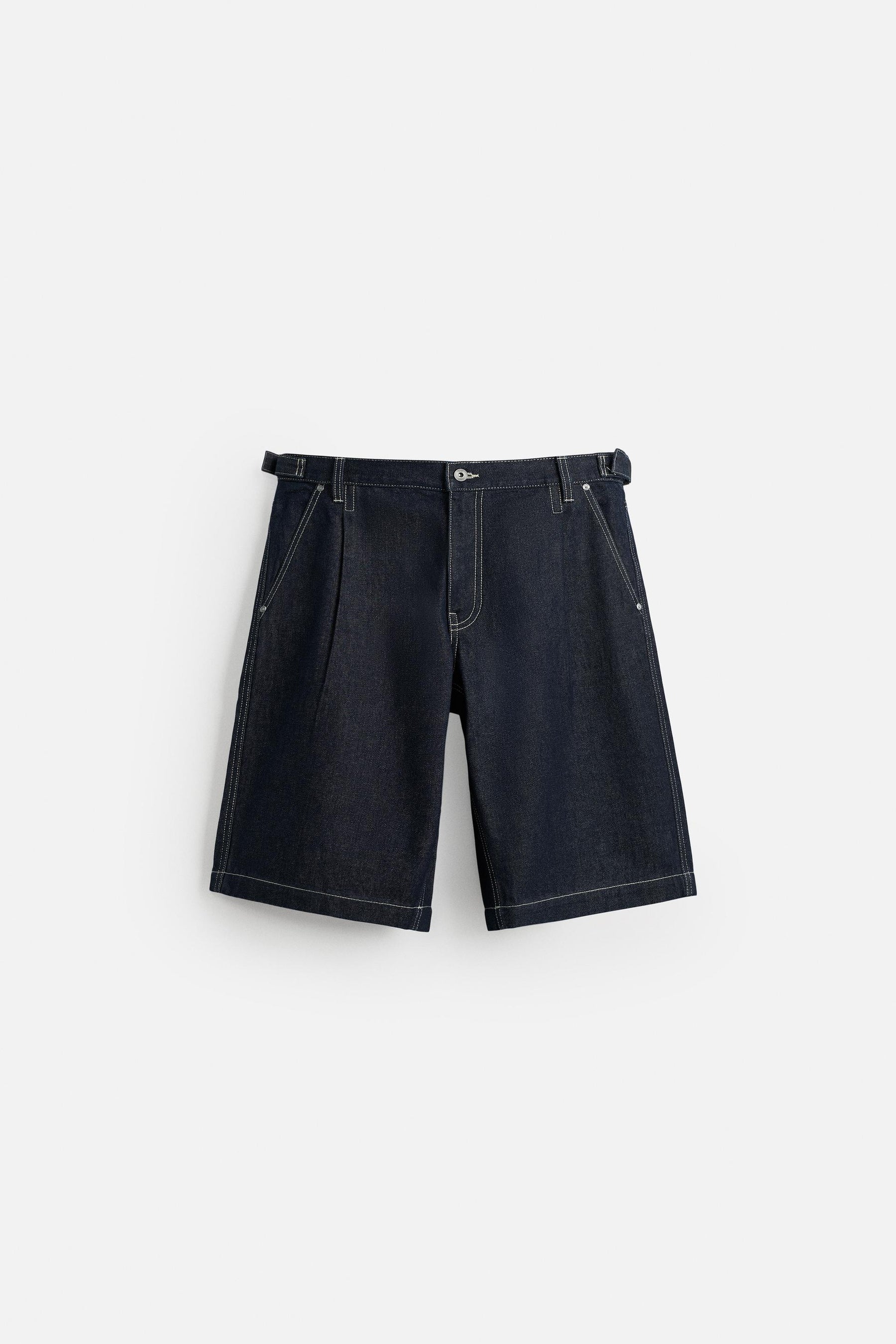 BELTED BAGGY FIT DENIM BERMUDA SHORTS - Image 7
