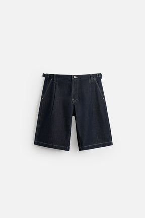 BELTED BAGGY FIT DENIM BERMUDA SHORTS - Image 7