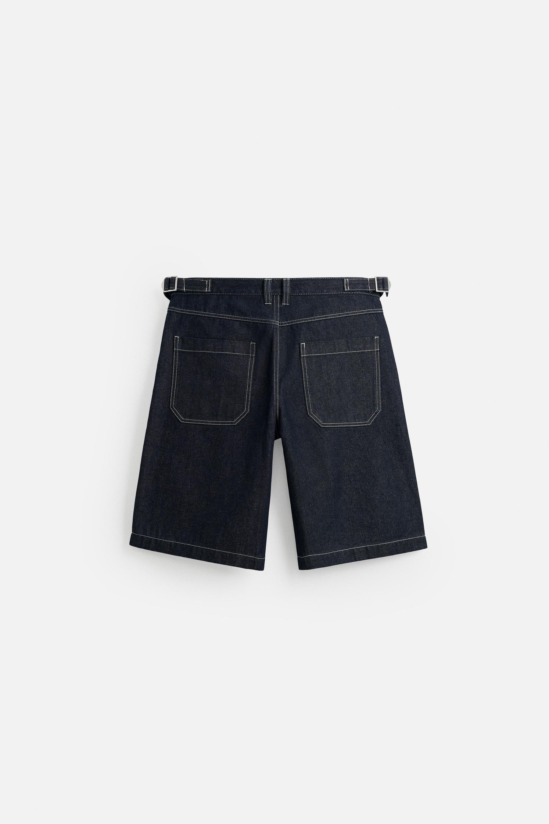 BELTED BAGGY FIT DENIM BERMUDA SHORTS - Image 8
