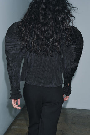 Crinkled Puff Sleeve Blouse