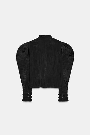 Crinkled Puff Sleeve Blouse