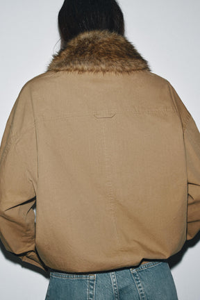 FAUX FUR COLLAR BOMBER JACKET ZW COLLECTION - Image 4
