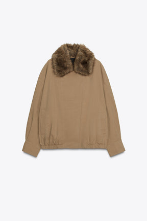 FAUX FUR COLLAR BOMBER JACKET ZW COLLECTION - Image 5