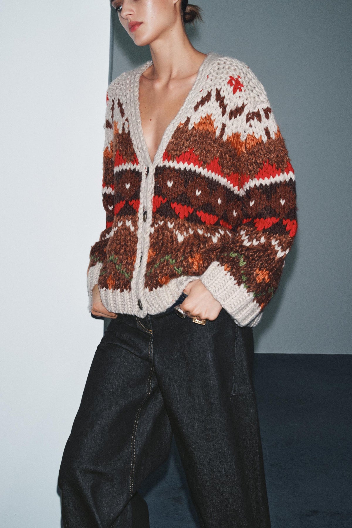 Jacquard Knit Cardigan