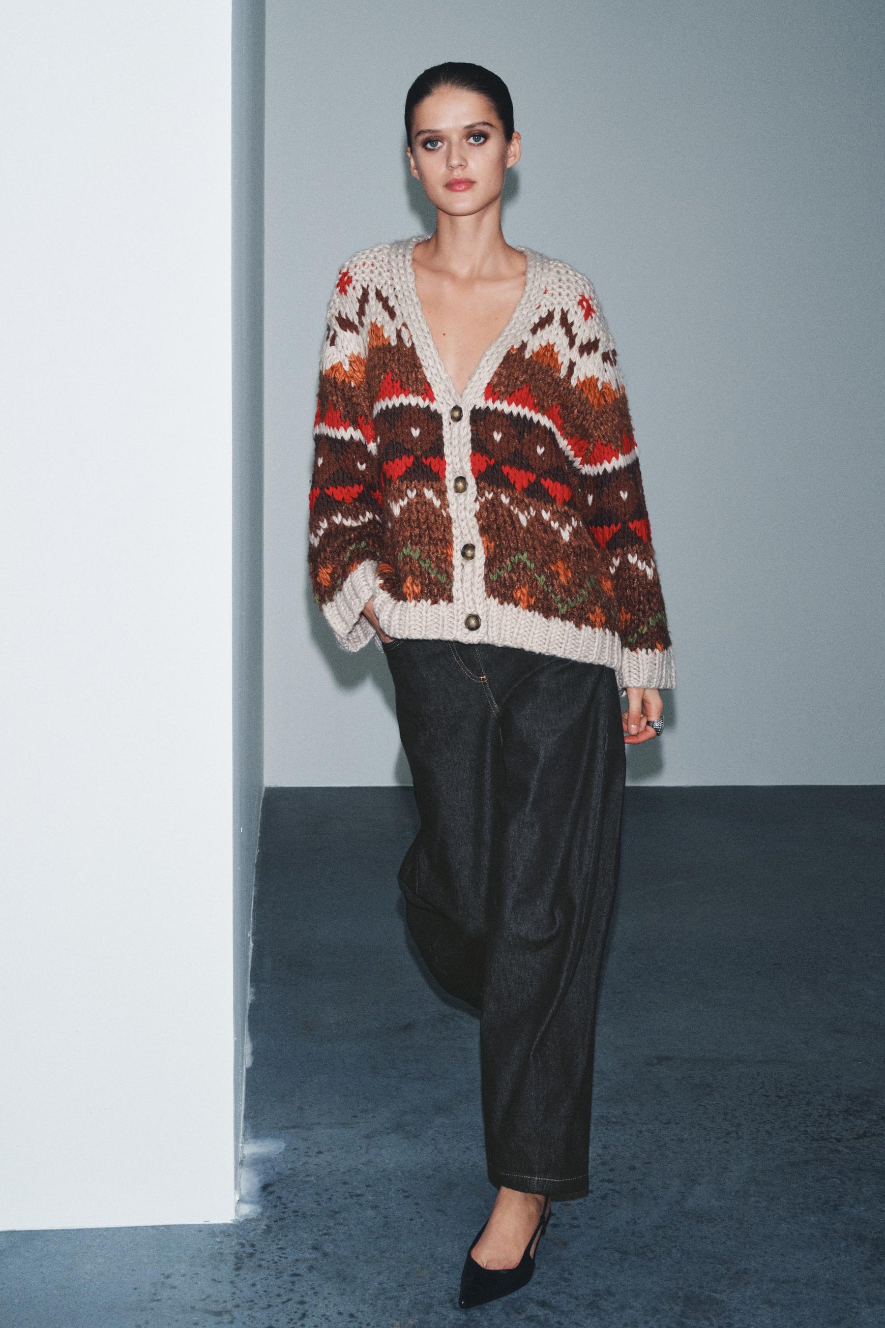 Jacquard Knit Cardigan