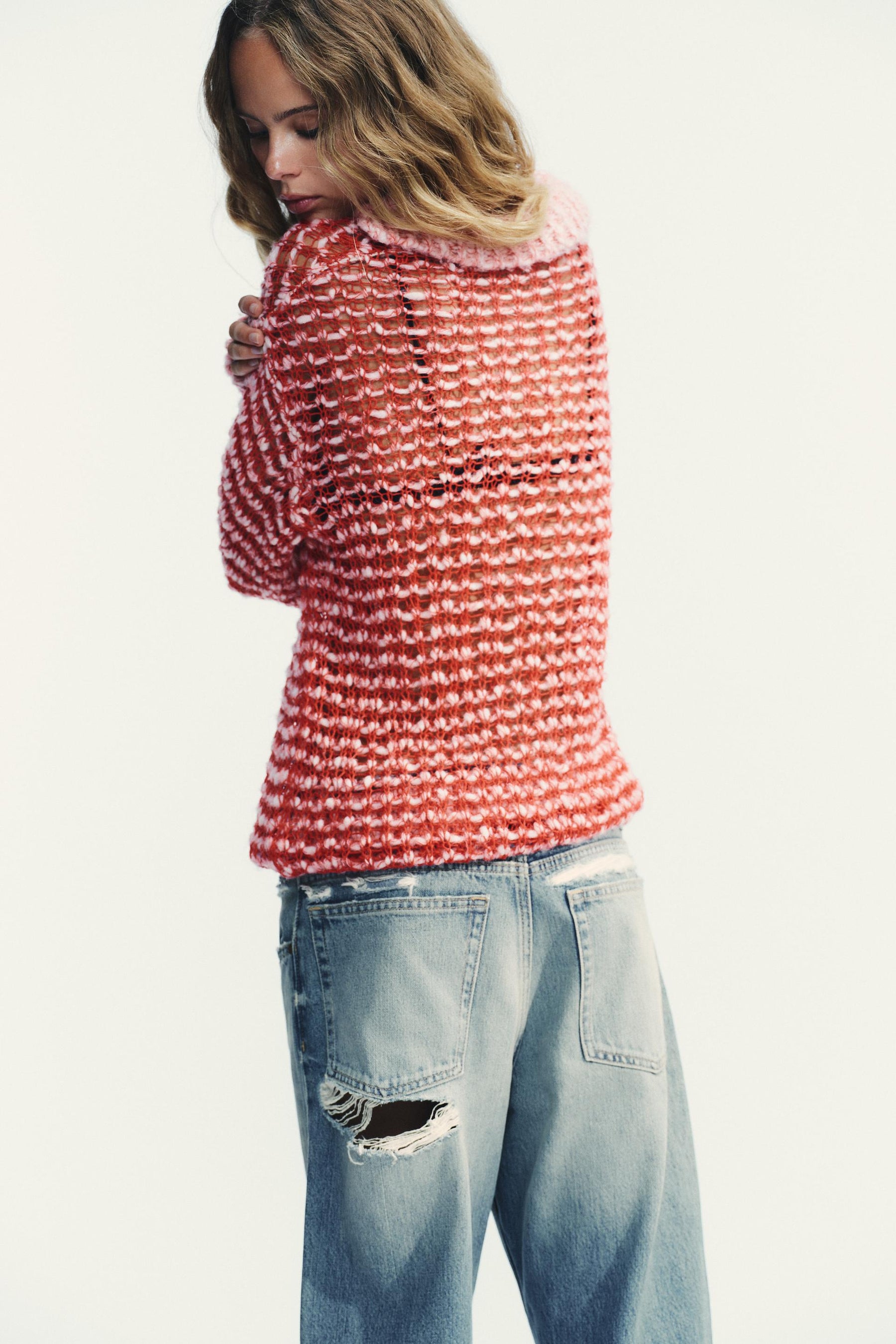 Wool Pointelle Knit Polo