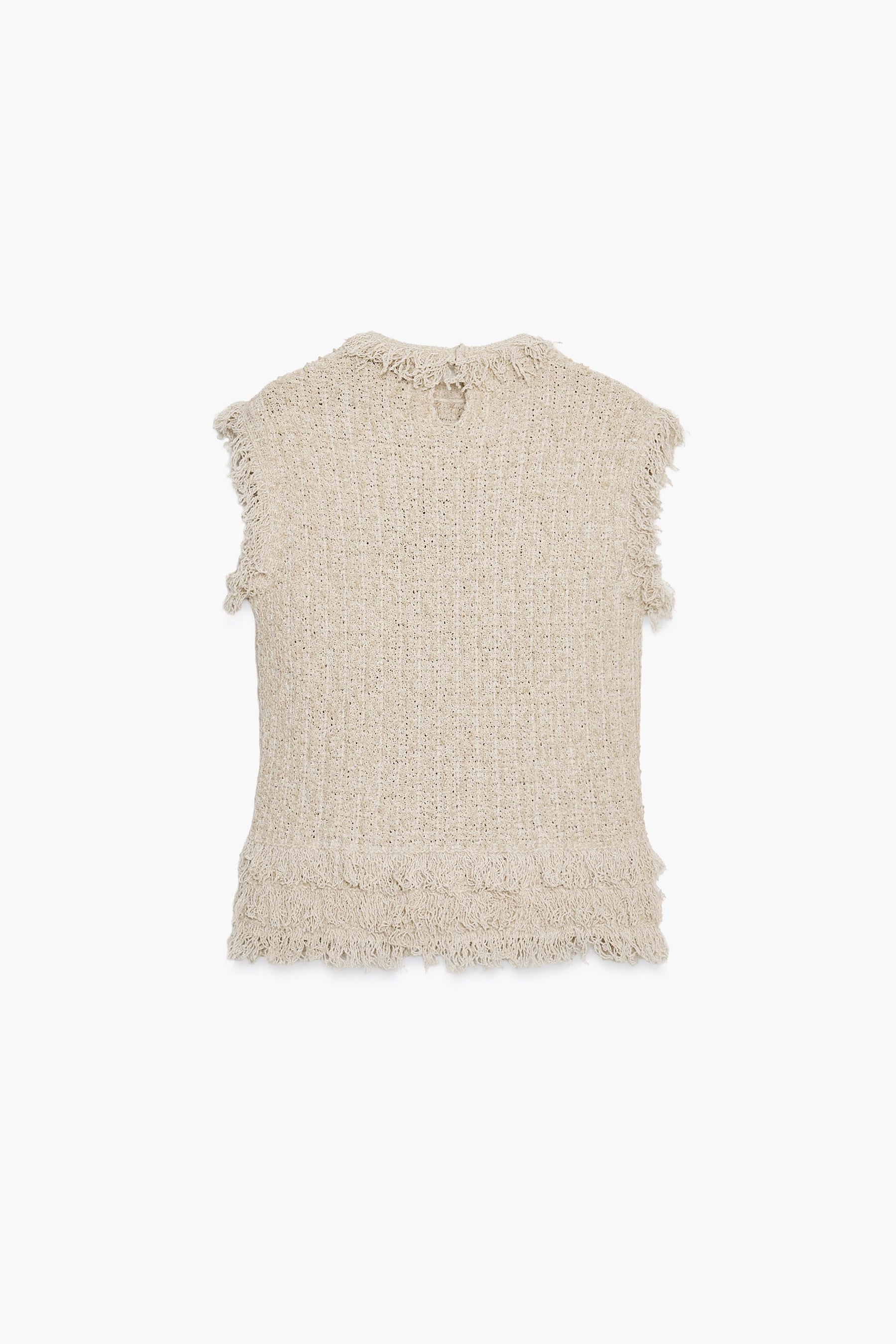 TEXTURED KNIT VEST WITH FRINGES - Image 6