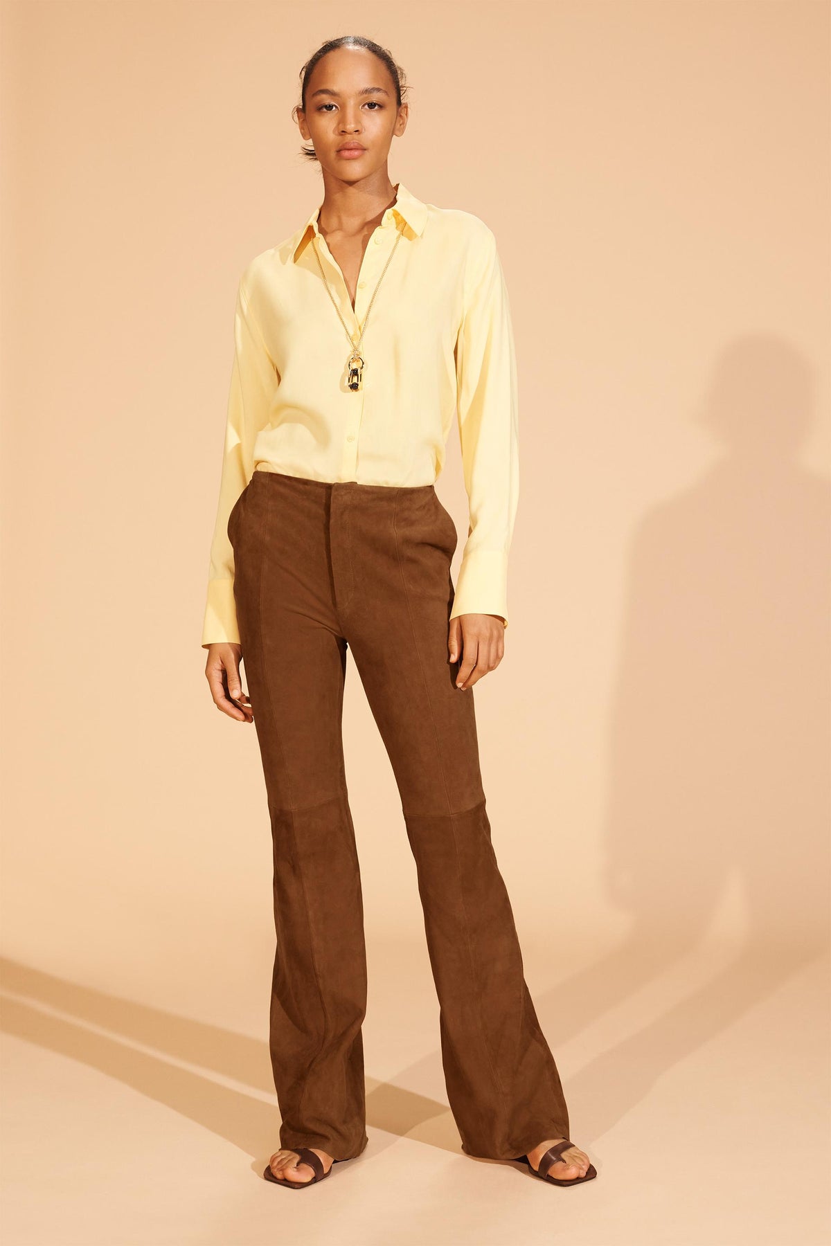 FLARE SUEDE LEATHER TROUSERS