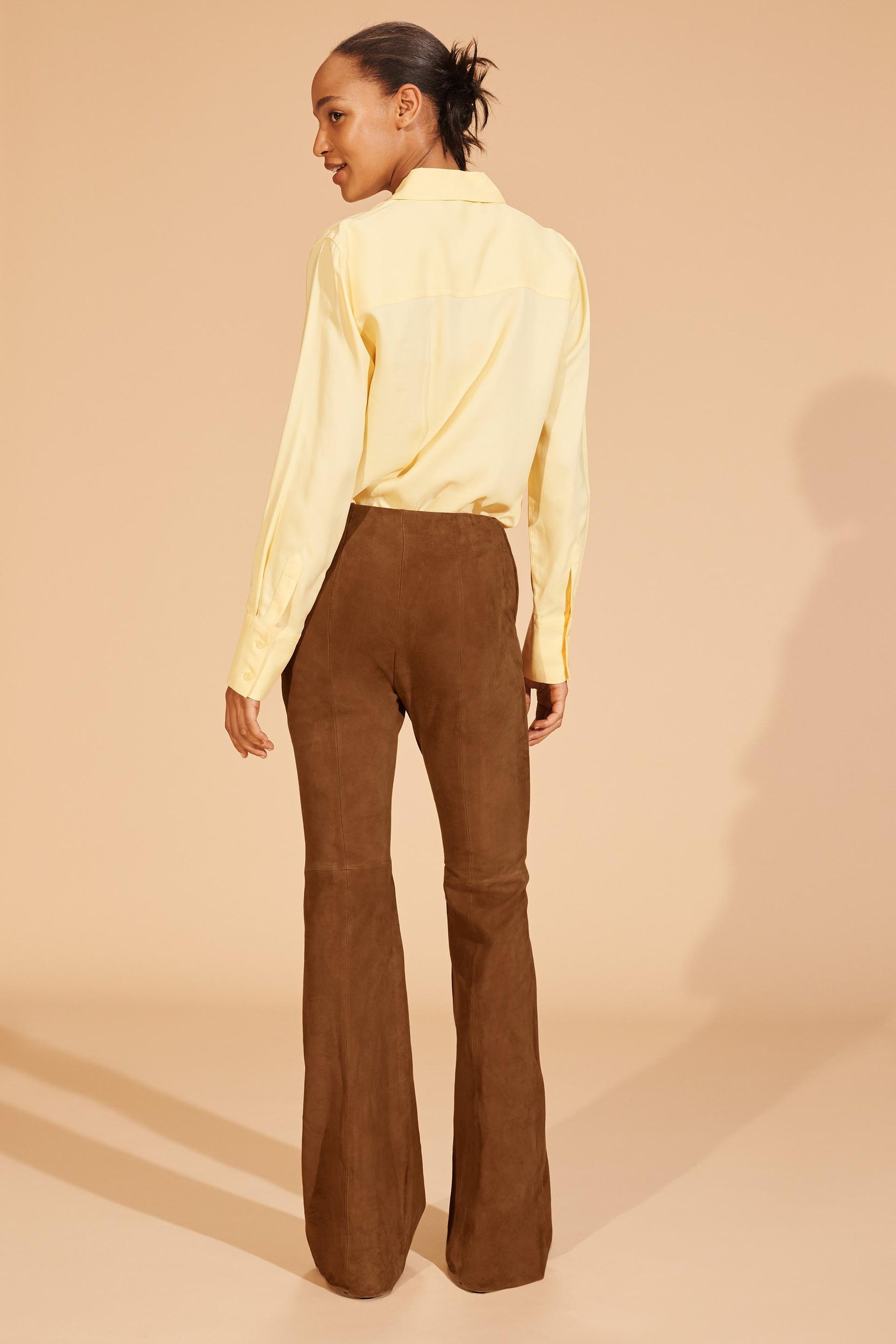 FLARE SUEDE LEATHER TROUSERS