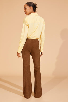 FLARE SUEDE LEATHER TROUSERS