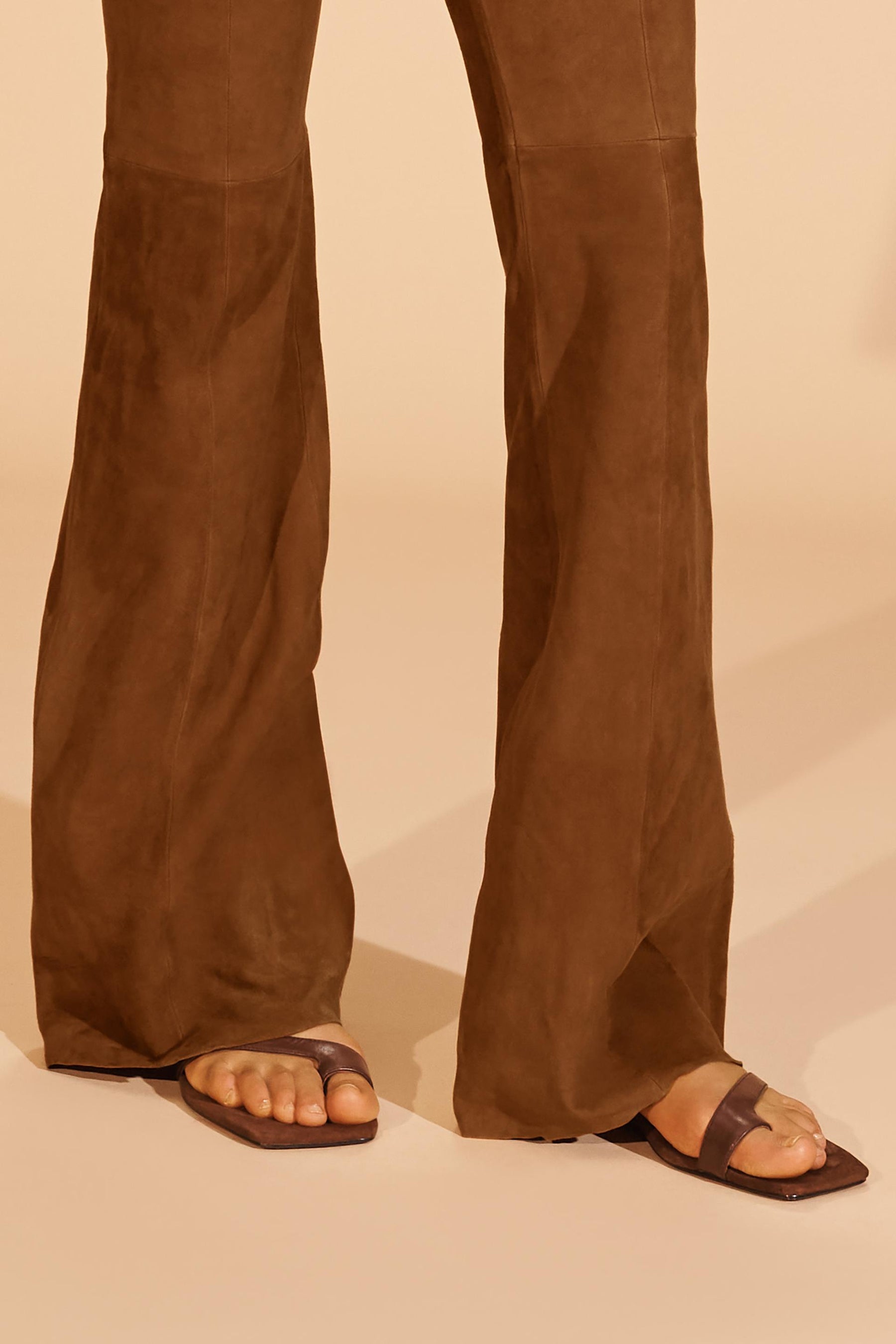 FLARE SUEDE LEATHER TROUSERS