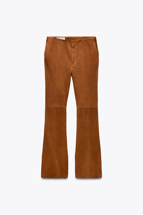 FLARE SUEDE LEATHER TROUSERS